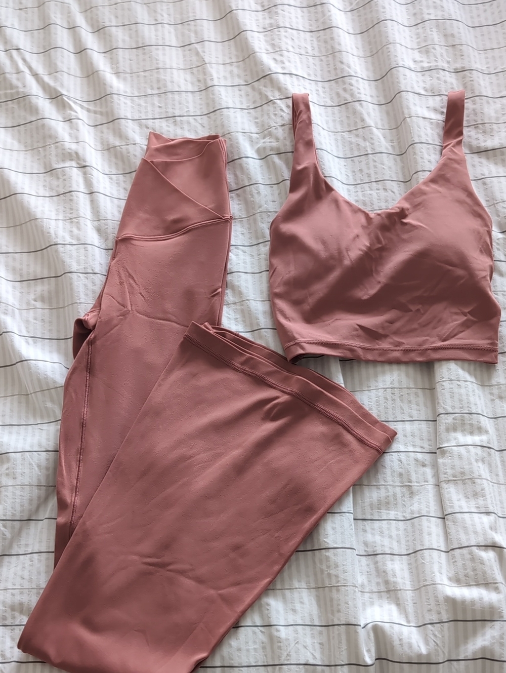 aerie Rosewood Seamless Flared Leggings and Support Crop